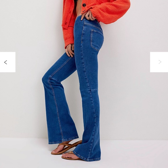 Free People Denim - FREE PEOPLE Penny Jeans Pull On Flare Bell Bottoms We the Free Low Waist Y2K